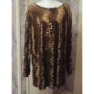 GORGEOUS!! OUTFIT  R&M Richards Animal Velvet  print top & brown Velvet pants 16